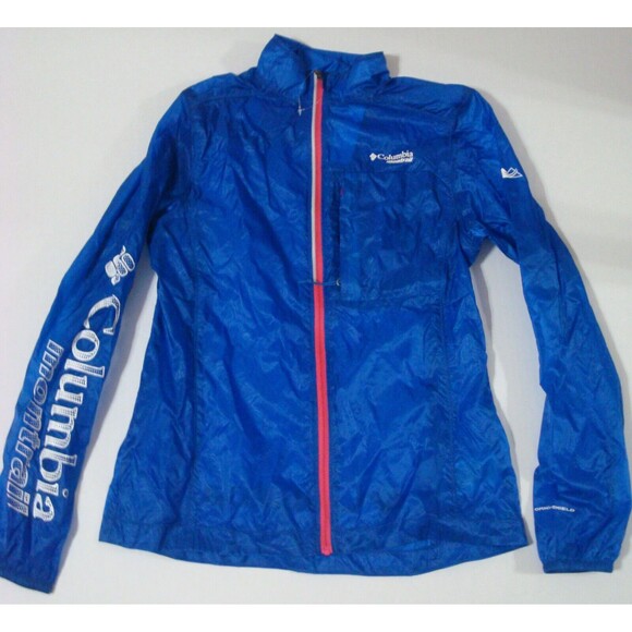 New Womens Columbia Montrail $120 FKT Wind Breaker Jacket Blue Packable S Pocket - Picture 1 of 7